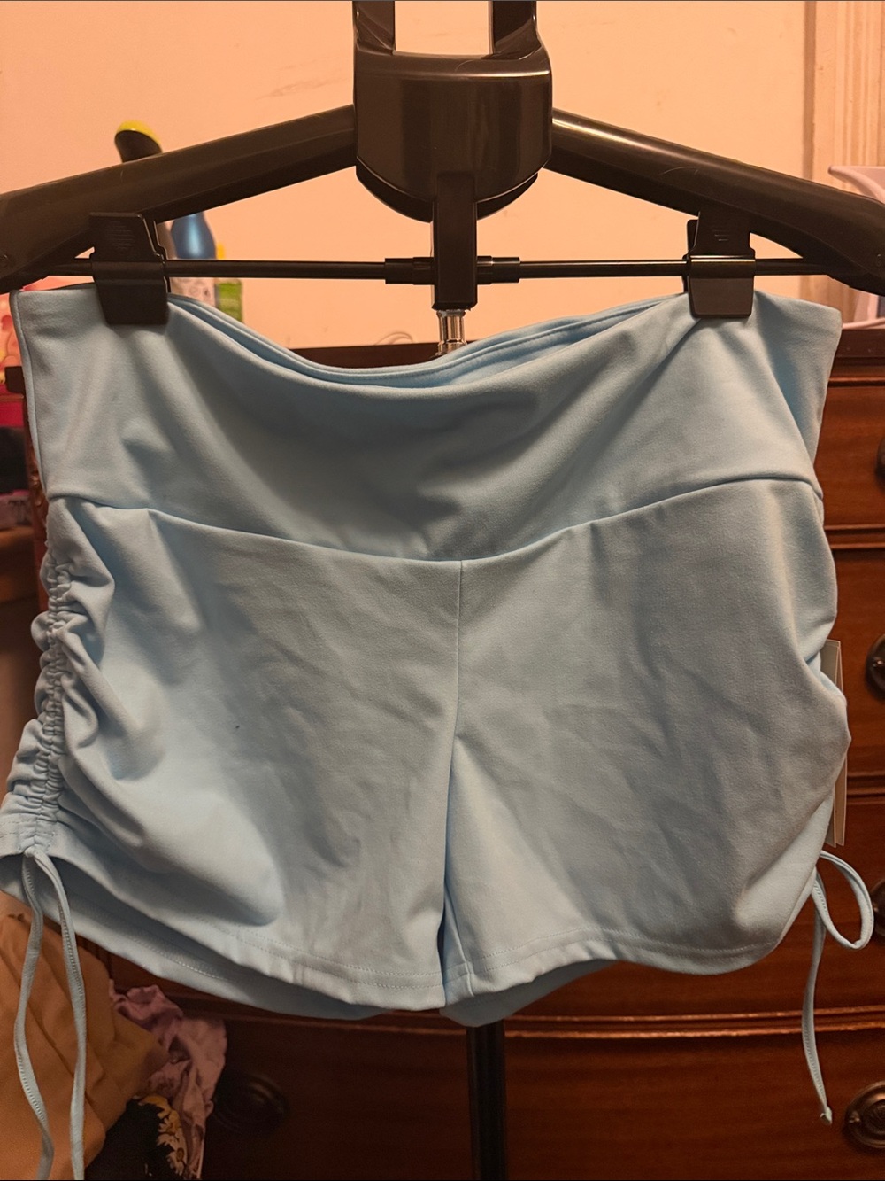 No Boundaries Sky Blue Ruched Side Bike Shorts
